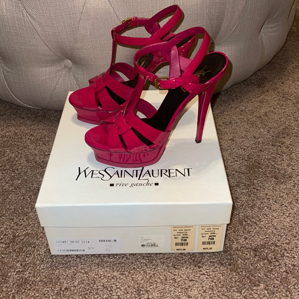 YSL tribute sandals. Beautiful fushia color. Size 37.5